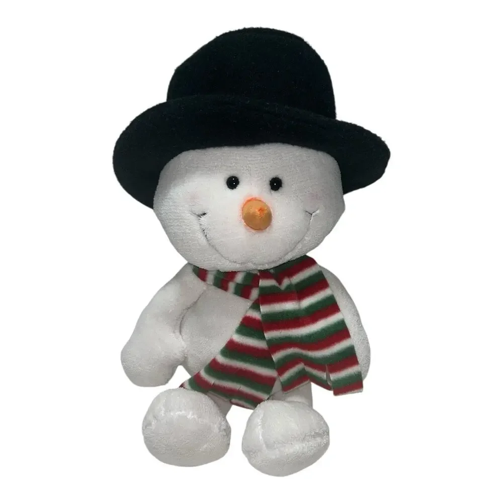Chosun Snowman Plush Stuffed Animal Hat Striped Scarf